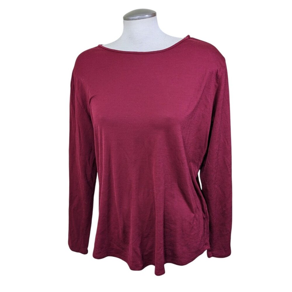 Segments Womens Merino Wool Long Sleeve Base Layer Top Burgundy Red Size XL